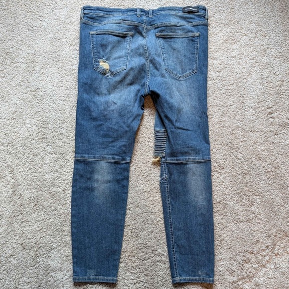 Fashion Nova Men Moto Jeans Mens 42 Blue Distressed - Picture 2 of 5
